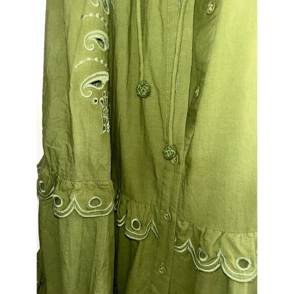FARM RIO Humming Bird Richelieu Tiered Maxi Dress Size M NWT Green Forest Fairy - Picture 8 of 14